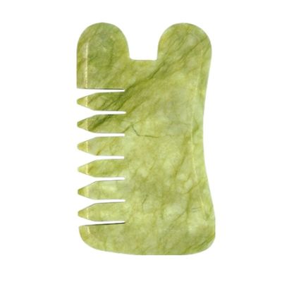 Natürlicher Grün Xiuyan Jade Gua Sha Kopfhaut Massage Kamm Guasha Stein Kopfmassager für Haar Gesundheit Pflege Salon Schönheitsmittel