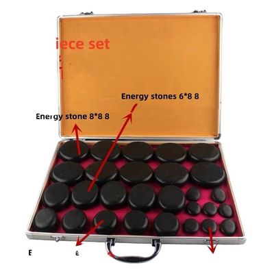 Muskelmassage heiße Steine Massage Kit Aluminium Heizkiste mit 28 Stück Basalt Energie Steine in schwarz