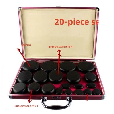 Muskelmassage heiße Steine Massage Kit Aluminium Heizkiste mit 28 Stück Basalt Energie Steine in schwarz