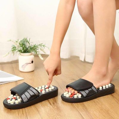 Massagegeräte kundenspezifisches Logo verfügbar Gesundheitsfürsorge Akupunktur Slipper Fußmassager Schuh mit natürlichen Kopfstein