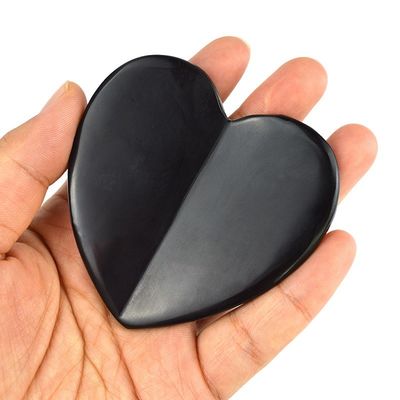 2024 Herzform Natürlicher schwarzer Bian Stein Gua Sha Schrauben Massagetool für Lymphdrainage Muskelmassage Funktion