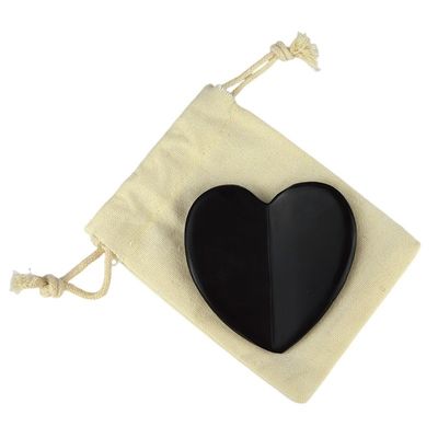 2024 Herzform Natürlicher schwarzer Bian Stein Gua Sha Schrauben Massagetool für Lymphdrainage Muskelmassage Funktion