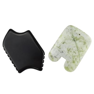 Gesichtsschönheitsmassage-Werkzeug 2024 U-Form Natur Xiuyan Jade Gua Sha Schraubbrett mit Muskelmassage-Funktion