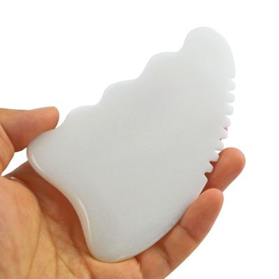 Personalisiertes Logo erhältlichd Weißer Jade Gua Sha Stein Gesichtsmassager für Anti-Aging Behandlung