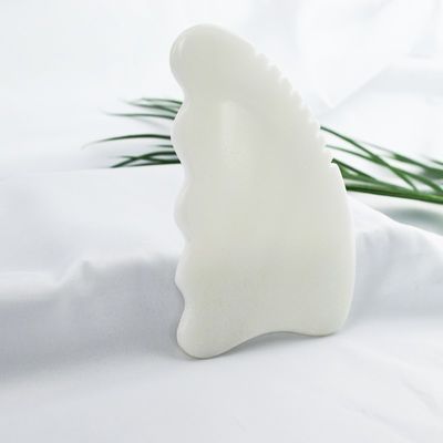Personalisiertes Logo erhältlichd Weißer Jade Gua Sha Stein Gesichtsmassager für Anti-Aging Behandlung