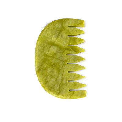 Logo angepasstes Logo erhältlich reine natürliche Xiuyan Jade Stein Kamm Kopf Kopfhaut Guasha Massagetool Low MOQ Gua Sha Kamm