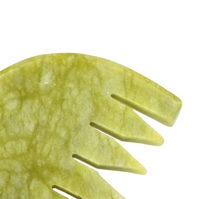 Logo angepasstes Logo erhältlich reine natürliche Xiuyan Jade Stein Kamm Kopf Kopfhaut Guasha Massagetool Low MOQ Gua Sha Kamm