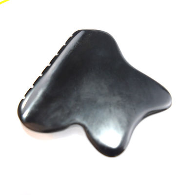 Scalp Massage Kopf Guasha Werkzeug Jade Gua Sha Stein mit Natur Schwarz Bianstone Gesicht Guasha Eigenschaften