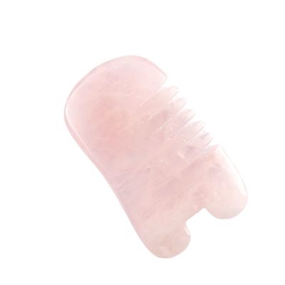 Rose Quarz Gua Sha Kopfhaut Massage Kamm Werkzeug für Kopfmassage Werkzeuge Selbstpflege Spa Gesichtslifting Schönheitsgeräte