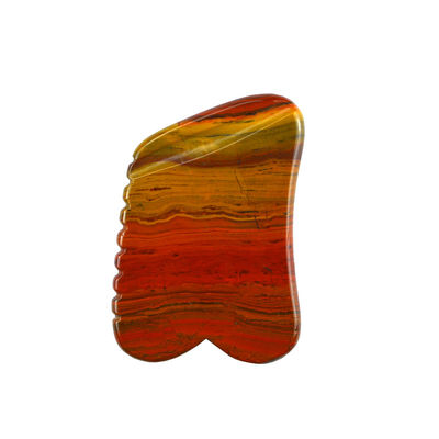 2024 Hot Natural Red Mookaite Jasper Gua Sha Massager Custom Logo Hautpflege Anti-Aging Heilende Steine Schrauben Massagetools