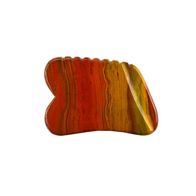 2024 Hot Natural Red Mookaite Jasper Gua Sha Massager Custom Logo Hautpflege Anti-Aging Heilende Steine Schrauben Massagetools