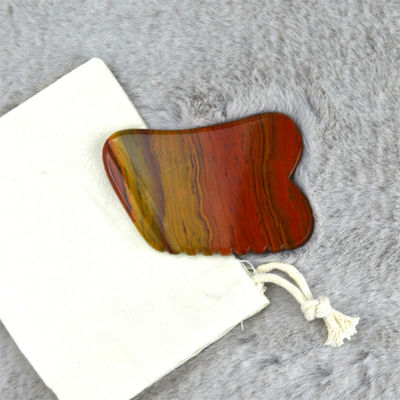 2024 Hot Natural Red Mookaite Jasper Gua Sha Massager Custom Logo Hautpflege Anti-Aging Heilende Steine Schrauben Massagetools