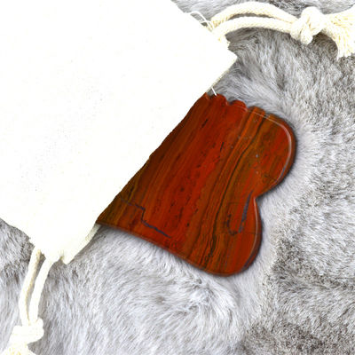 2024 Hot Natural Red Mookaite Jasper Gua Sha Massager Custom Logo Hautpflege Anti-Aging Heilende Steine Schrauben Massagetools