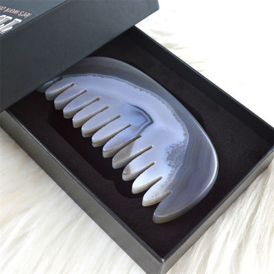 Custom Private Label Agate Gua Sha Comb Körpermassager zur Linderung von Stress Kopfhaut Massagetool Funktion Muskelmassage