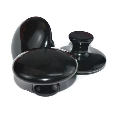 Körpermassage-Werkzeug 2024 Schwarzer Bian Stein Großer Pilzform Gua Sha Massager für Gesichtsmassage und Gesundheitsversorgung 55mm*35mm