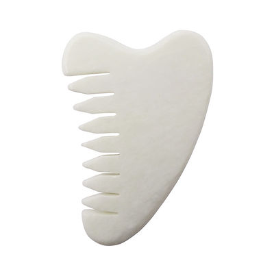 Ganzkörpermassage Bereich Natürliches Weißes Xiuyan Jade Haar Kamm Gua Sha Werkzeuge Jade Kopfhautmassager zur Linderung der Kopfhaut Spannung