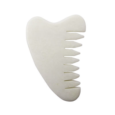 Ganzkörpermassage Bereich Natürliches Weißes Xiuyan Jade Haar Kamm Gua Sha Werkzeuge Jade Kopfhautmassager zur Linderung der Kopfhaut Spannung