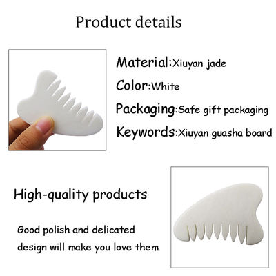 Ganzkörpermassage Bereich Natürliches Weißes Xiuyan Jade Haar Kamm Gua Sha Werkzeuge Jade Kopfhautmassager zur Linderung der Kopfhaut Spannung