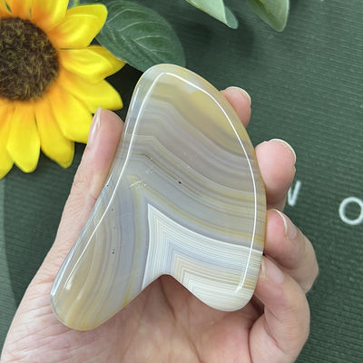Gestrippte Achat-Jade-Herz-förmige Gua-Sha-Massage zur Handreparatur und natürlichen Haut-Lifting