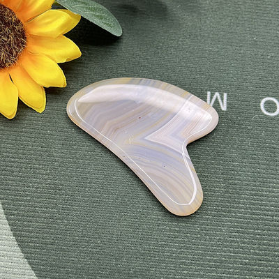 Gestrippte Achat-Jade-Herz-förmige Gua-Sha-Massage zur Handreparatur und natürlichen Haut-Lifting
