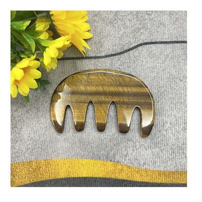 Meridian Care Jade Kamm Natürlicher Tiger Eye Stone Gua Sha Scraper für Kopf- und Kopfhautmassage