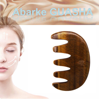 Brauner Naturtiger-Auge-Stein Guasha-Massage-Kamm für Körper und Hals-Therapie Haar-Kamm Kopfhaut-Massagegerät SPA-Behandlung
