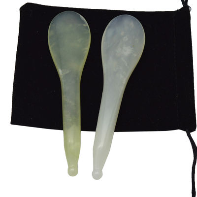 Gelber Löffelförmiger Akupunkturpunkt-Massage-Stift Xiuyan Jade Stick Augenmassage-Stift mit und akzeptablen OEM/ODM-Service