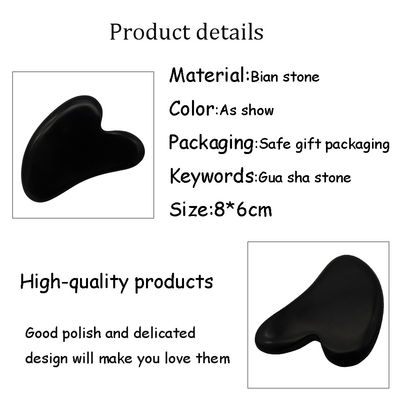 Natürliche schwarze Bian Stein Herz Form Gua Sha Massagetool für Spa Entspannung Meditation