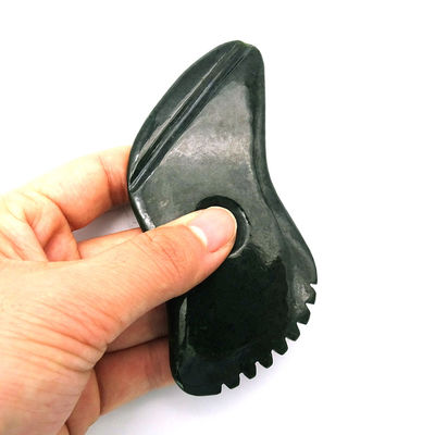 Natürlicher dunkelgrüner Nephrit Jade Gua Sha Körpermassagetools Traditionelles Schaben für den gesamten Körper 11,8cm*6cm*0,9cm