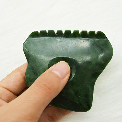 Customized Logo Grün Nephrit Jade Anti Cellulite Guasha Schaber für Gesichtspflege