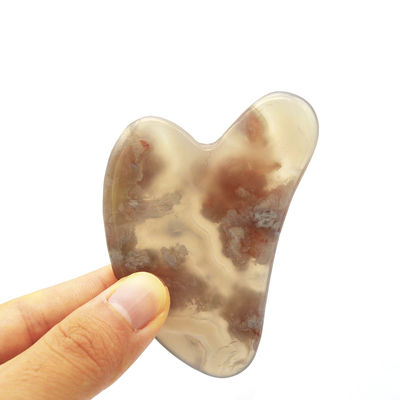Körpermassager Natürliche Herzform Kirschblüte Agat Gua Sha Board Care Guasha Massagetool mit benutzerdefiniertem Logo