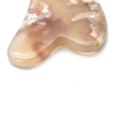 Körpermassager Natürliche Herzform Kirschblüte Agat Gua Sha Board Care Guasha Massagetool mit benutzerdefiniertem Logo