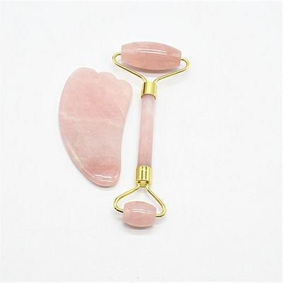 Gesichtsmassage und Hautpflege Rose Quarz Gua Sha Set mit 90mm Länge