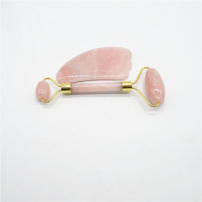 Gesichtsmassage und Hautpflege Rose Quarz Gua Sha Set mit 90mm Länge