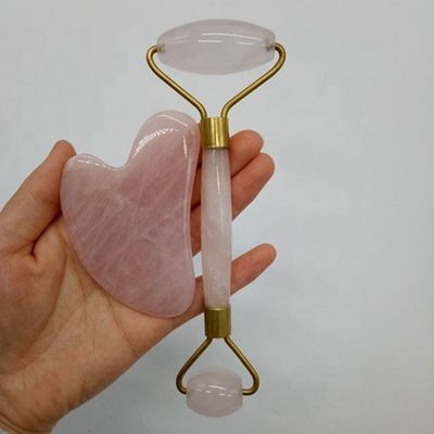 Natürliche Pflege Jade-Stein-Rollensatz für Gesichtshaut Massager Gua Sha Werkzeug entspannend Anti-Aging Falten-Kampf Rose Quarz
