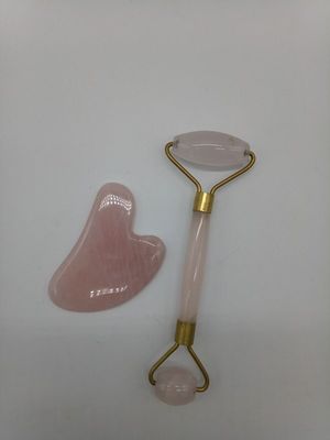 Natürliche Pflege Jade-Stein-Rollensatz für Gesichtshaut Massager Gua Sha Werkzeug entspannend Anti-Aging Falten-Kampf Rose Quarz