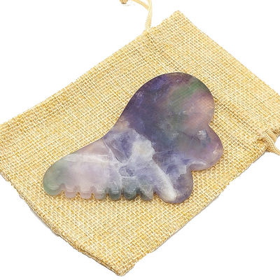 Natürliches Regenbogenfluorit mit farbenfrohen Gua Sha-Scraping-Massagetools 95*55mm