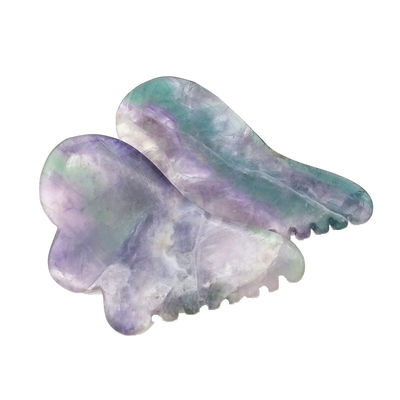 Natürliches Regenbogenfluorit mit farbenfrohen Gua Sha-Scraping-Massagetools 95*55mm