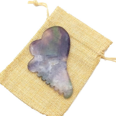 Natürliches Regenbogenfluorit mit farbenfrohen Gua Sha-Scraping-Massagetools 95*55mm