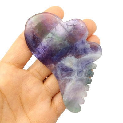 Natürliches Regenbogenfluorit mit farbenfrohen Gua Sha-Scraping-Massagetools 95*55mm