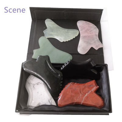 Edelstein angepasst Rose Quarz Rot Jaspis Howlite Guasha Jade Gua Sha Gesichtsmasse mit Timing-Steuerung