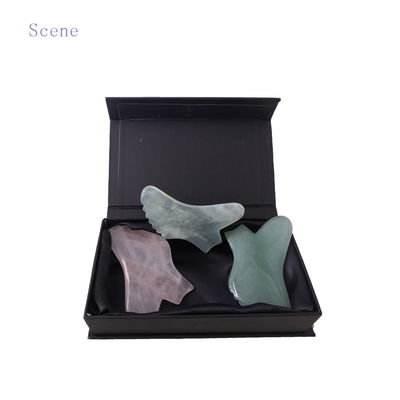 Edelstein angepasst Rose Quarz Rot Jaspis Howlite Guasha Jade Gua Sha Gesichtsmasse mit Timing-Steuerung