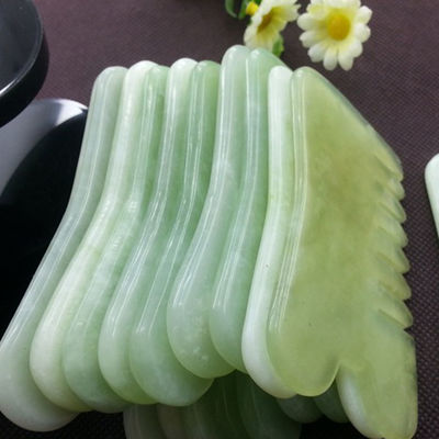 Handheld Abarke Natürlicher Jade Stein Gua Sha Gesichtsmassage Haar Kamm mit sechs Zähnen Kopfmassager