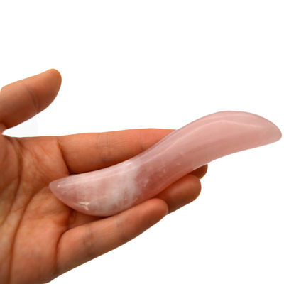 Polsterte Rose Quarz Gua Sha Massage Stick 110mm Länge für Gesichts-Augen und Akupunkturpunktbehandlung