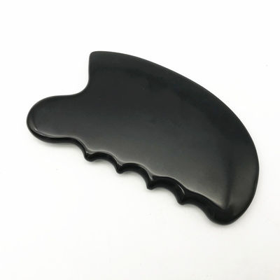 OEM ODM Natürliche Schwarze Therapie Bian Stein Guasha Werkzeuge Schrauben Massage Gua Sha Für Körper 11,5*6*0,8cm