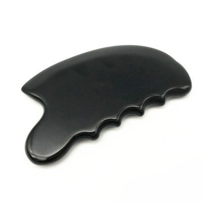 OEM ODM Natürliche Schwarze Therapie Bian Stein Guasha Werkzeuge Schrauben Massage Gua Sha Für Körper 11,5*6*0,8cm