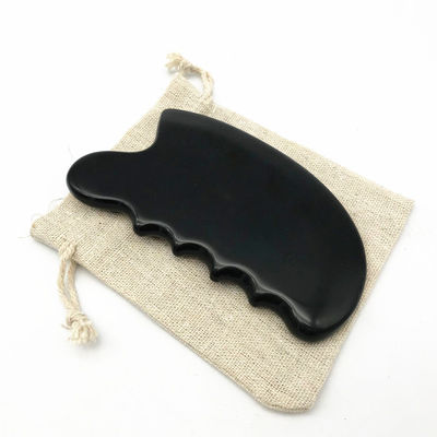 OEM ODM Natürliche Schwarze Therapie Bian Stein Guasha Werkzeuge Schrauben Massage Gua Sha Für Körper 11,5*6*0,8cm