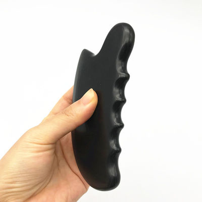 OEM ODM Natürliche Schwarze Therapie Bian Stein Guasha Werkzeuge Schrauben Massage Gua Sha Für Körper 11,5*6*0,8cm
