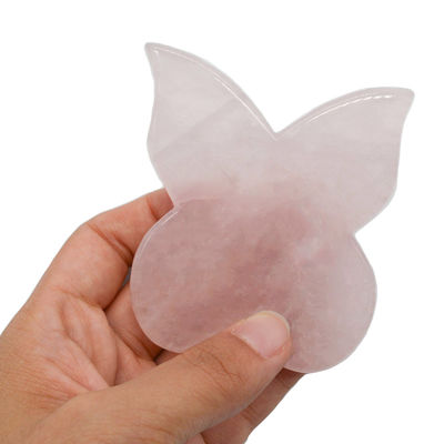 Selbstschönheitsinstrument 90mm Pink Butterfly Guasha Board mit Edelstein Rose Quarz Gua Sha