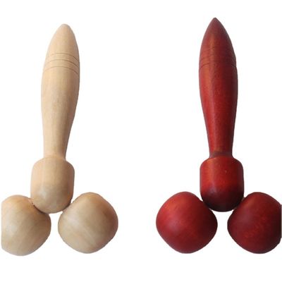 Reflexologie Kopf-Rückentherapie SPA-Werkzeug mit multifunktionalen Holz-Gesichtsmassager und Musikfunktion Rot oder Gelb